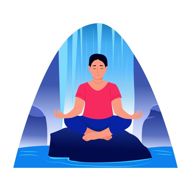 Meditación y serenidad en una cascada