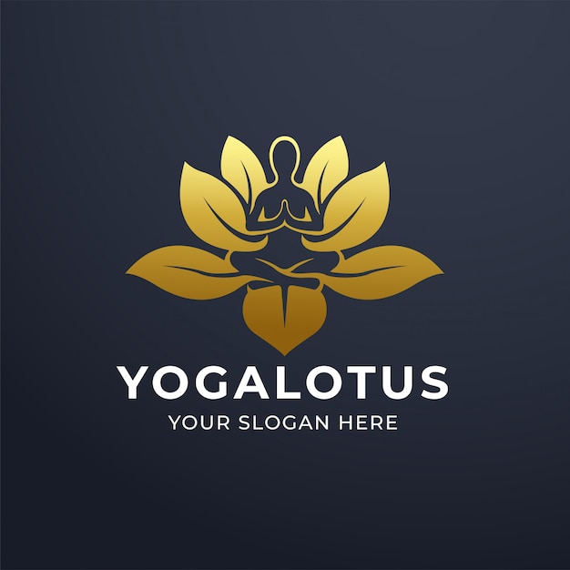 Meditación de yoga con diseño de logotipo de flor de loto