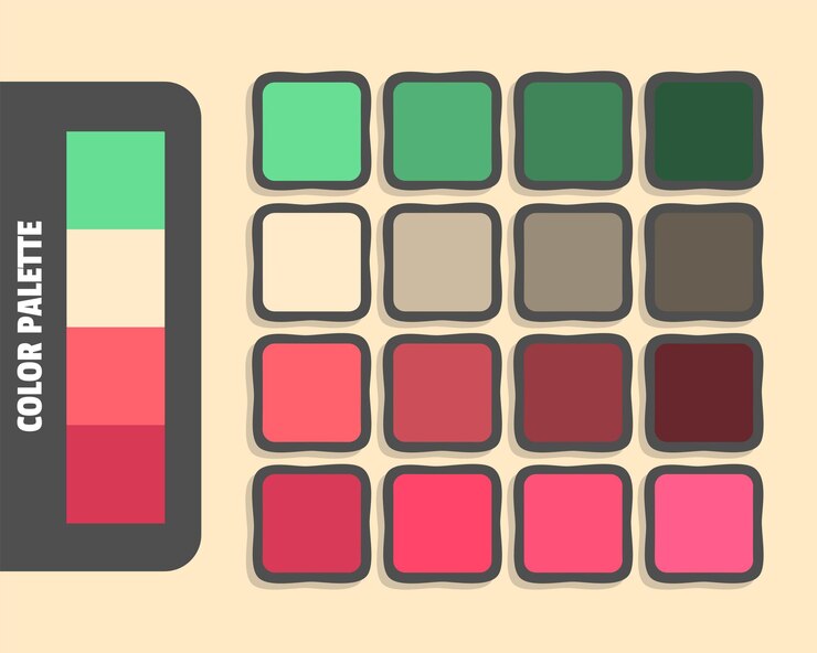 Vector mediumaquamarine blanqueado salmón de almendra paleta de colores rojo indio color que coincide con los colores rgb armoniosos