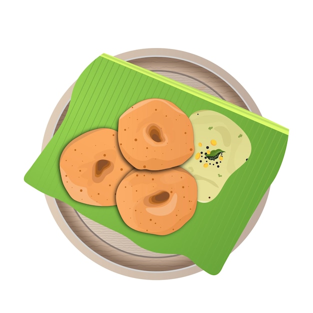 Vector medu vada o sambar vada, ilustración vectorial