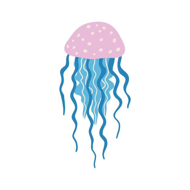 Medusa dibujada a mano en una ilustración vectorial de estilo plano