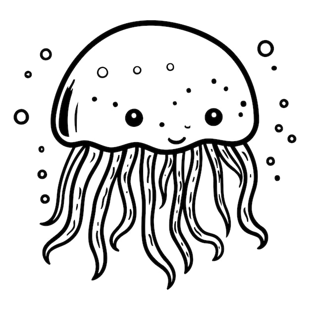 Medusa de dibujos animados Ilustración vectorial de una linda medusa de dibujo animado