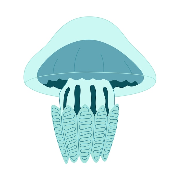 Vector medusa de dibujos animados de moda estilo plano ilustración vectorial medusa aislada en blanco