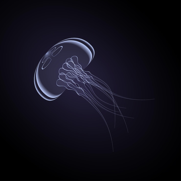 Vector medusas con un brillo azul bajo el agua bosquejo de animales se puede utilizar para la impresión de camisetas diseño de impresión de moda ropa de bebé saludos de ducha de bebé y postales ilustración vectorial
