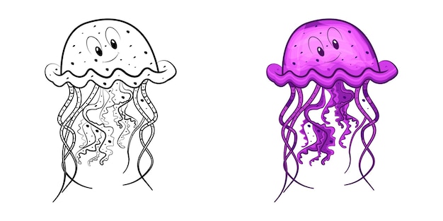 Vector medusas para colorear páginas y vectores