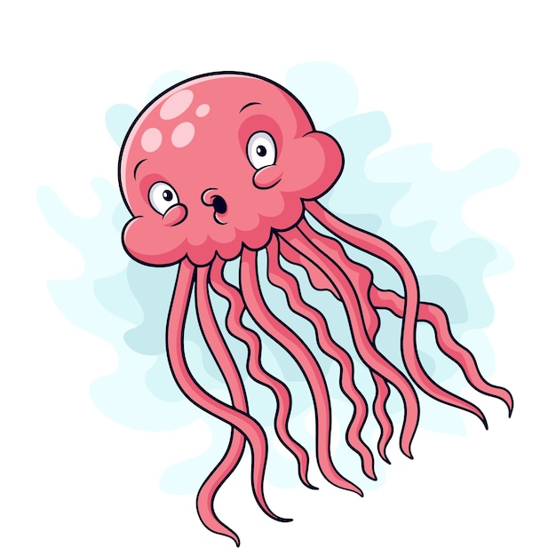 Medusas divertidas de dibujos animados aisladas sobre fondo blanco