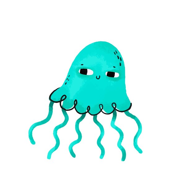 Medusas de pescado y pulpo Colección Mundo submarino en el b