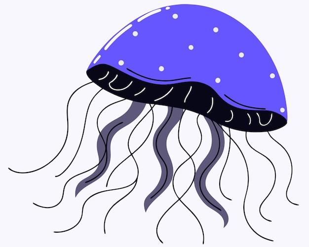 Medusas púrpuras nadando Ilustración de animales de la vida marina