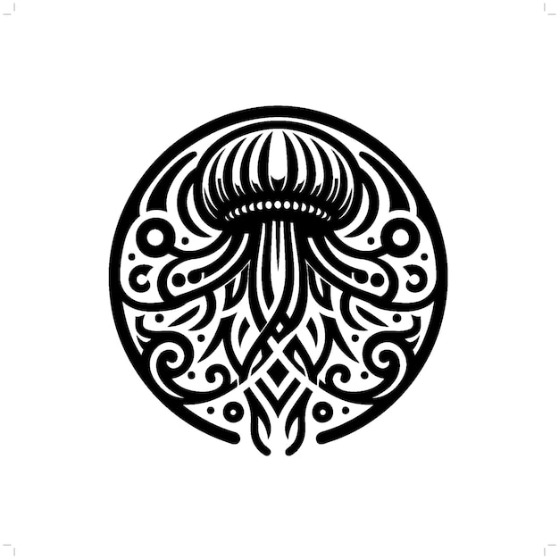 Vector medusas en el tatuaje tribal moderno arte de líneas abstractas de animales contorno minimalista vector