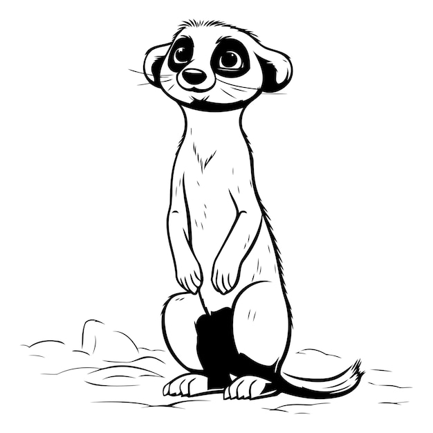 Vector meerkat sentado en el suelo ilustración vectorial en estilo de dibujos animados