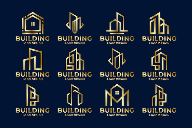 Mega colección de diseño de logotipos de bienes raíces de lujo