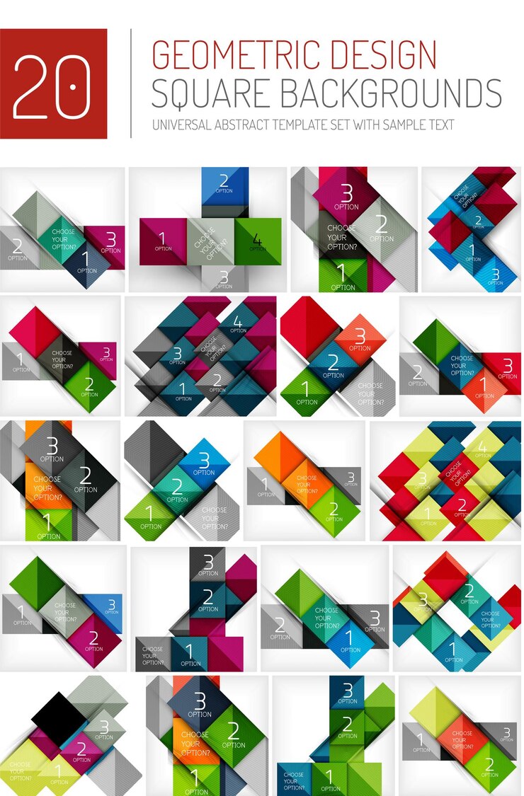 Vector mega colección de fondos geométricos cuadrados