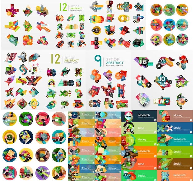 Mega colección de infografías web planas