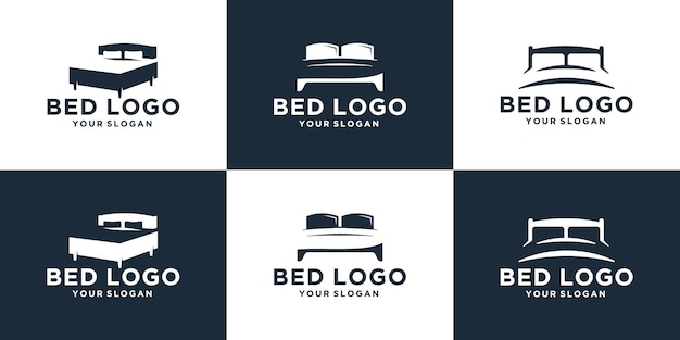 mega colección de logotipo cama icono de logotipo diseño de forma de almohada abstracta y concepto de cama de silueta única