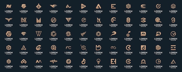 Mega colección de logotipos abstractos Concepto de diseño abstracto para la marca con gradiente dorado