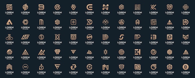 Mega colección de logotipos abstractos Concepto de diseño abstracto para la marca con gradiente dorado