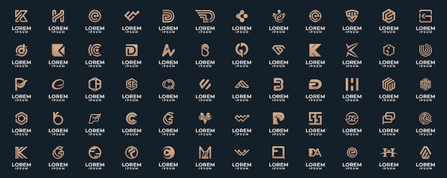 Mega colección de logotipos abstractos Concepto de diseño abstracto para la marca con gradiente dorado