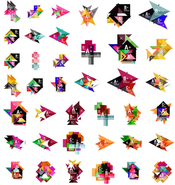 Vector mega conjunto de banners de cuadro de opciones web geométricas