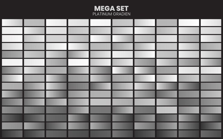 Vector mega conjunto de degradados metálicos. conjunto metálico.