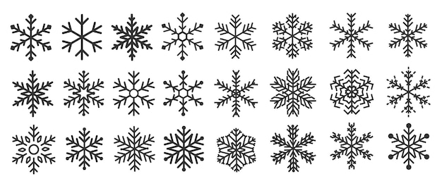 Mega conjunto de icono de vector de copos de nieve. Icono de vector de nieve logo icono