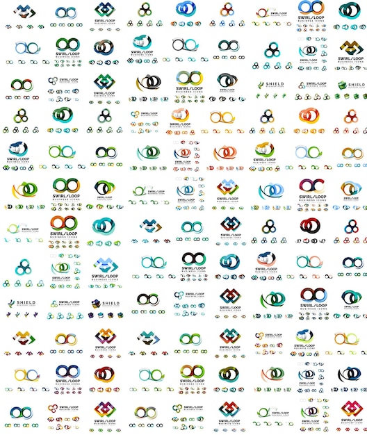 Mega conjunto de logotipos de negocios infinitos y bucles gran colección