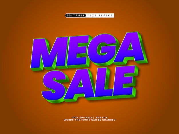 Mega efecto de texto editable en estilo de texto de venta y descuento