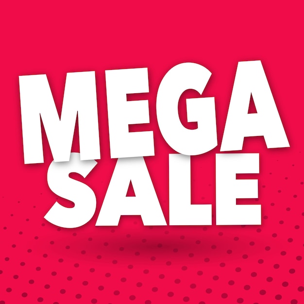 Mega inscripción de venta en un fondo de colores con puntos