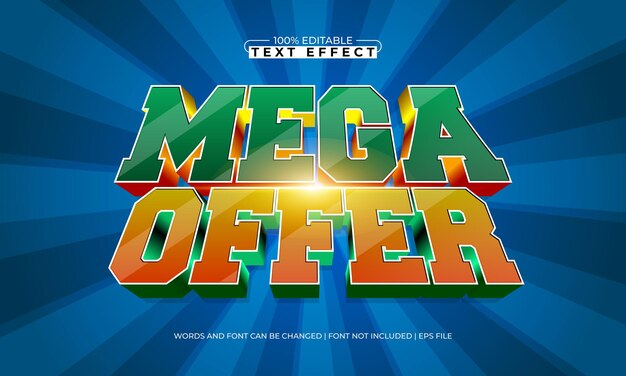 mega ofrecer efecto de texto editable con un descuento y estilo de texto promocional
