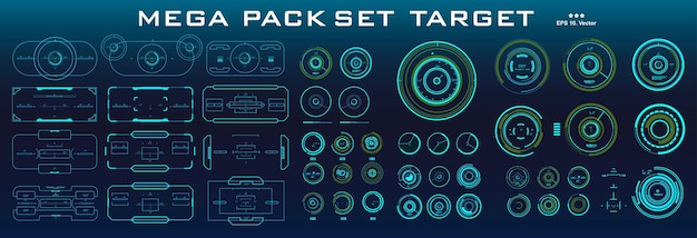 Mega pack set target HUD interfaz de usuario futurista Interfaz de usuario táctil gráfica virtual futurista