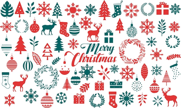Mega paquete de adornos navideños aislados de un solo color