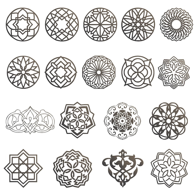 El mega paquete de arte de Mandala es una colección de iconos islámicos de la frontera y el arte.