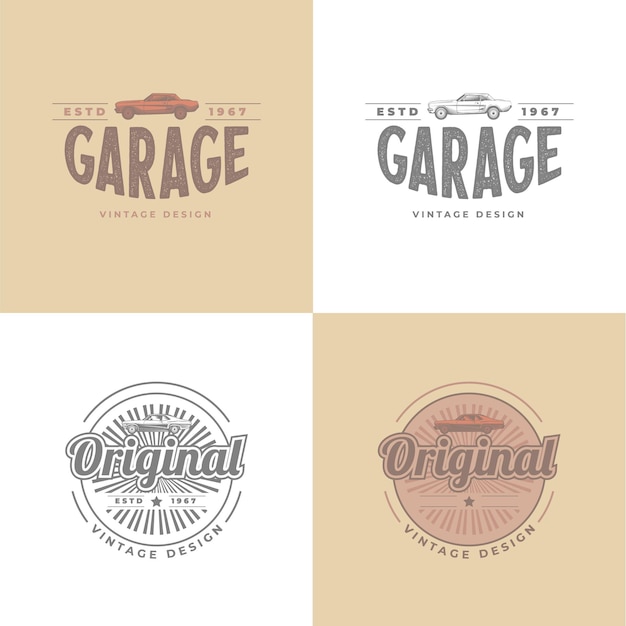 Vector mega paquete colección de señales de transporte vintage para plantilla de diseño de logotipo de autopartes de servicio de automóvil
