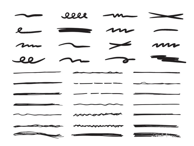 Mega paquete de diferentes trazas de pincel de tinta rectángulos cuadrados y redondos dibujos a mano libre