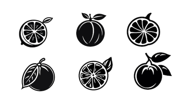 Mega paquete de iconos vectoriales de frutas cítricas jugosas