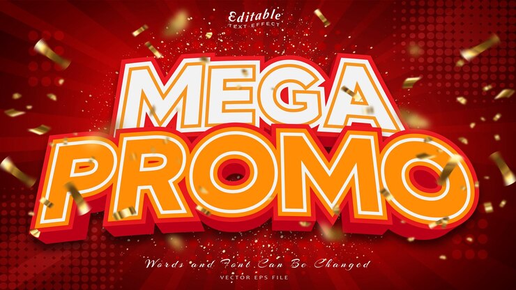 Vector mega promo efecto de texto editable estilo 3d
