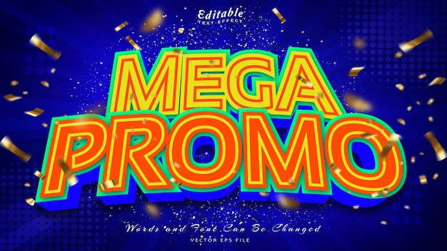 Vector mega promo efecto de texto editable estilo 3d