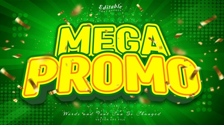 Vector mega promo efecto de texto editable estilo 3d