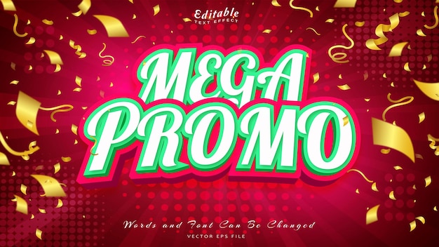 Mega promo efecto de texto editable estilo 3d