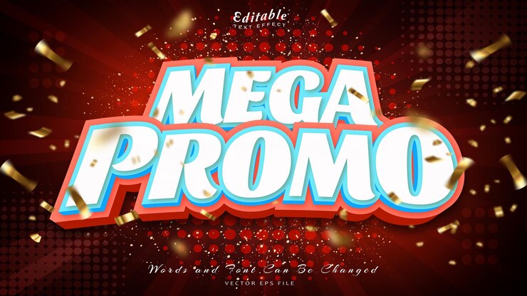 Vector mega promo efecto de texto editable estilo 3d