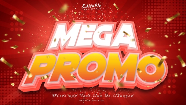 Mega promo efecto de texto editable estilo 3d