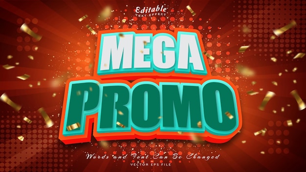 Vector mega promo efecto de texto editable estilo 3d