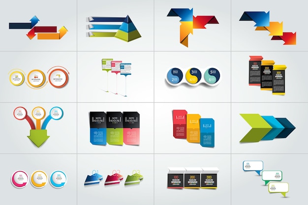 Mega set de 3 pasos plantillas infográficas diagramas gráfico presentaciones gráfico Business tres concepto