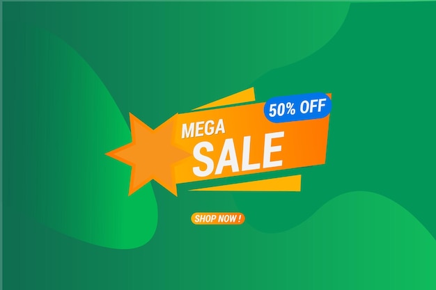 Mega venta 50 por ciento de descuento en la ilustración de diseño