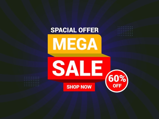 Mega venta Banner plantilla oferta especial Banner diseño texto editable e ilustración vectorial