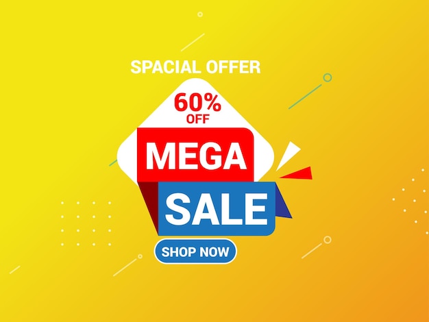 Mega venta Banner plantilla oferta especial Banner diseño texto editable e ilustración vectorial