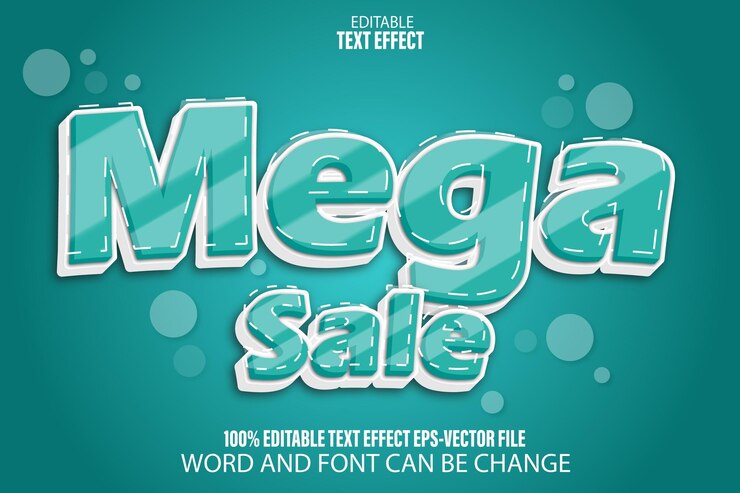 Vector mega venta efecto de texto editable estilo de dibujos animados