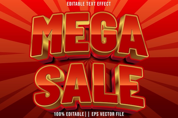 Mega venta Efecto de texto editable Estilo de gradiente 3D