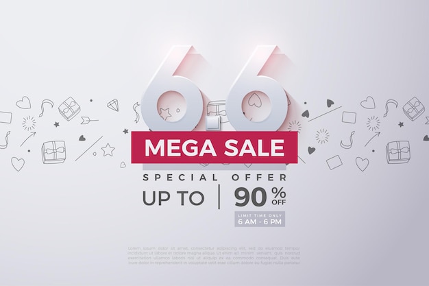 Mega venta y limitada con números 3D suaves