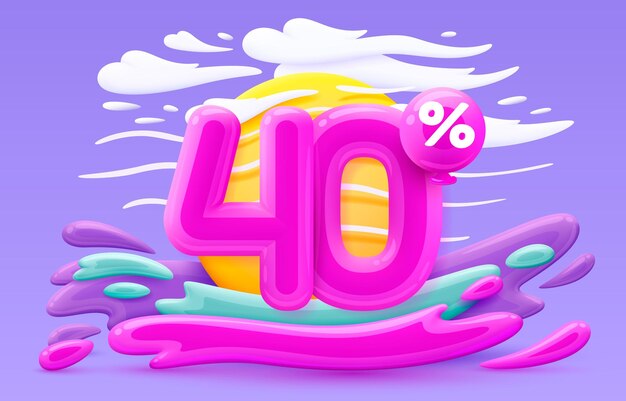 Mega venta oferta especial etapa podio por ciento 40 simmer time estilo de vida happy banner travel vector