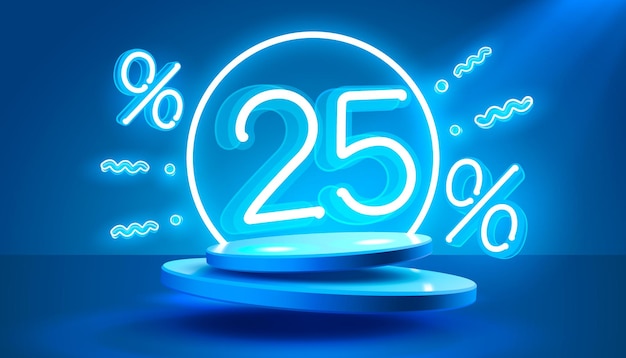 Mega venta oferta especial de neón fuera de venta cartel de cartel de promoción ilustración vectorial
